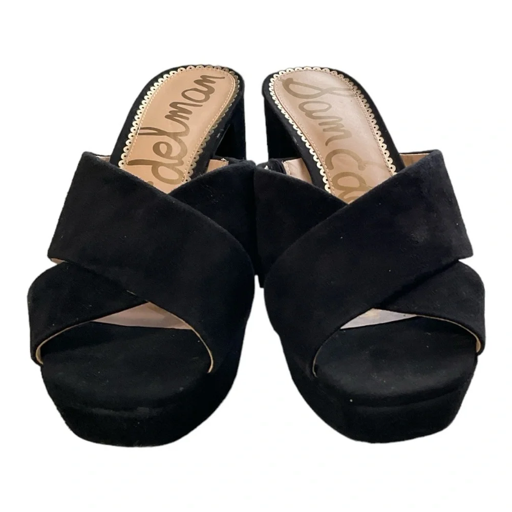 Sam Edelman Jayne Platform Sandals Black Suede Size 9